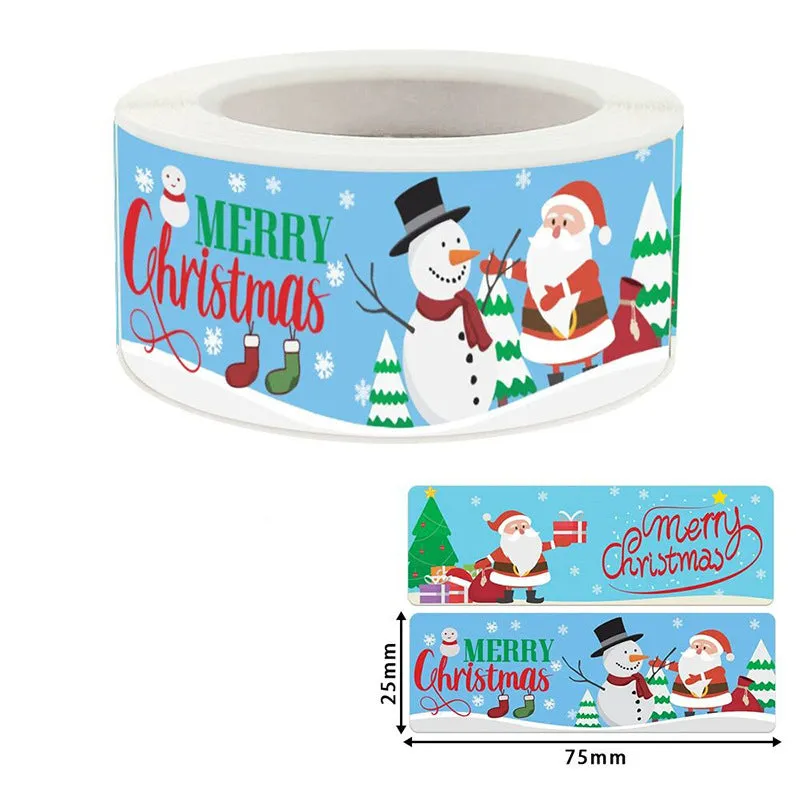 120PCs Rectangle Color Merry Label Christmas Sticker Gift Label tape