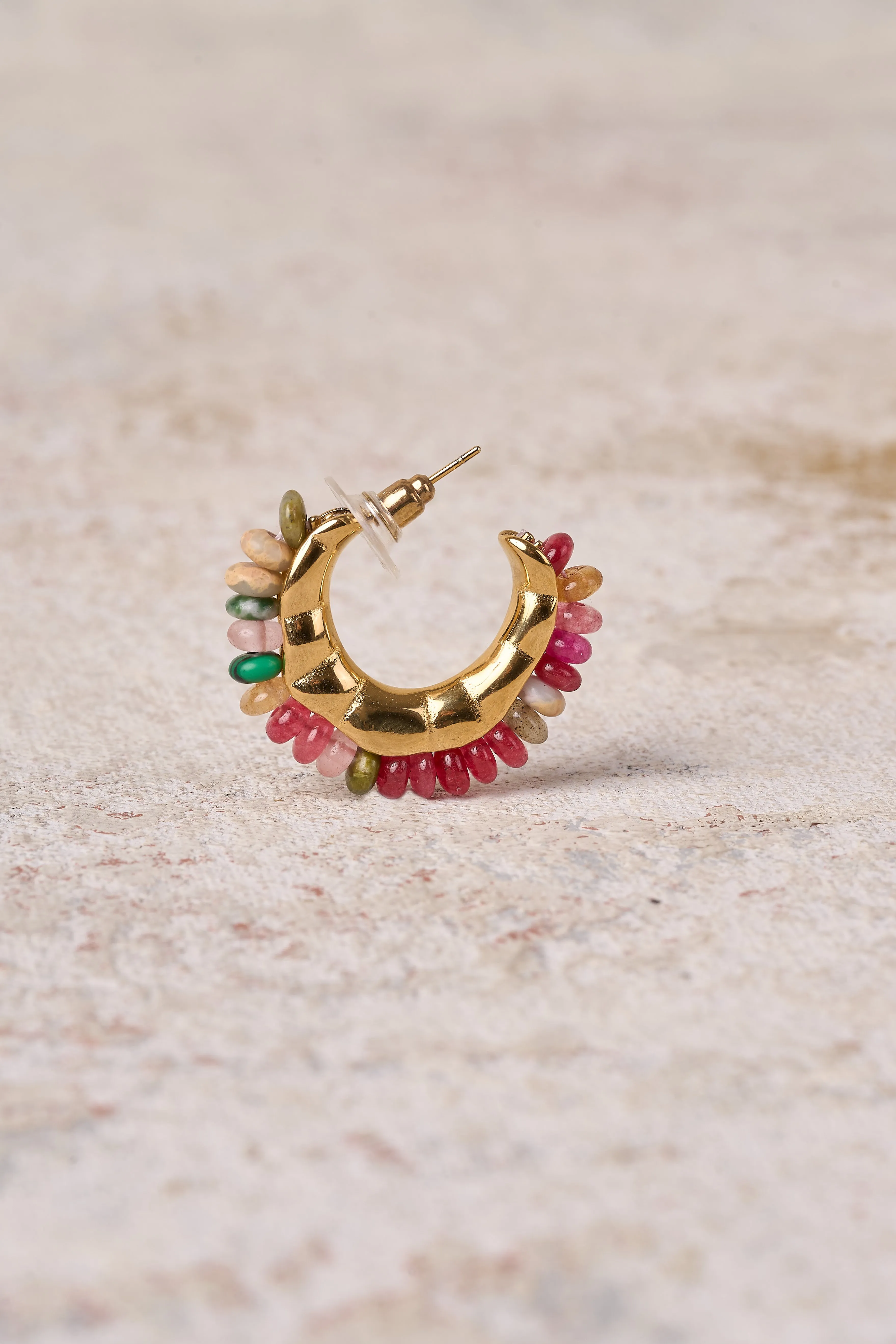 18k Gold Reds & Greens Hoops
