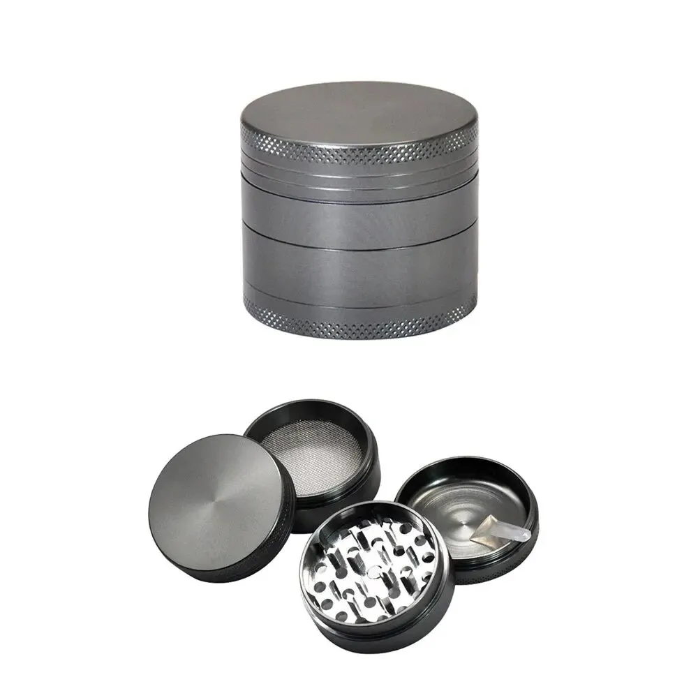 40mm 4 Layer Aluminum Herb Spice Grinder Portable Zinc Alloy Food Mill with Scraper for Smooth Grinding