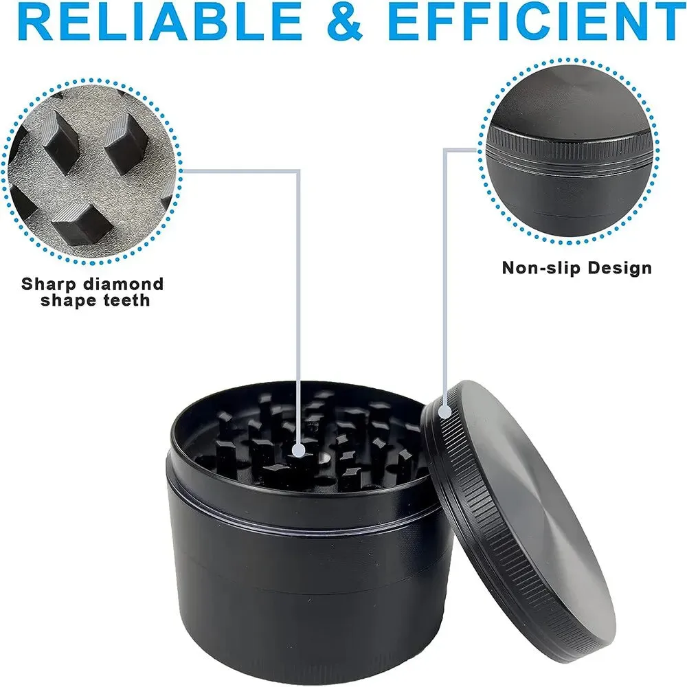 40mm 4 Layer Aluminum Herb Spice Grinder Portable Zinc Alloy Food Mill with Scraper for Smooth Grinding