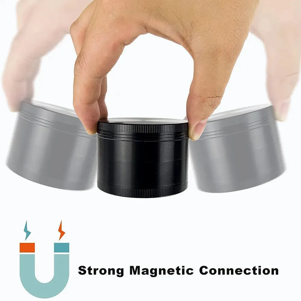 40mm 4 Layer Aluminum Herb Spice Grinder Portable Zinc Alloy Food Mill with Scraper for Smooth Grinding