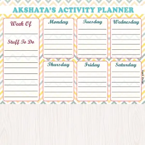 Activity Planner -  Yellow Chevron, Set of 50