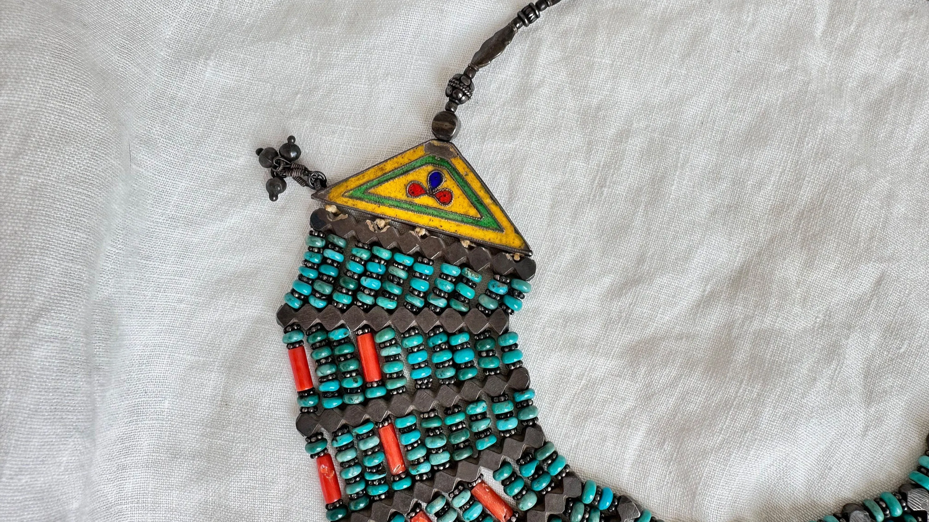 Antique Turquoise Necklace. Multi Strand. 1023