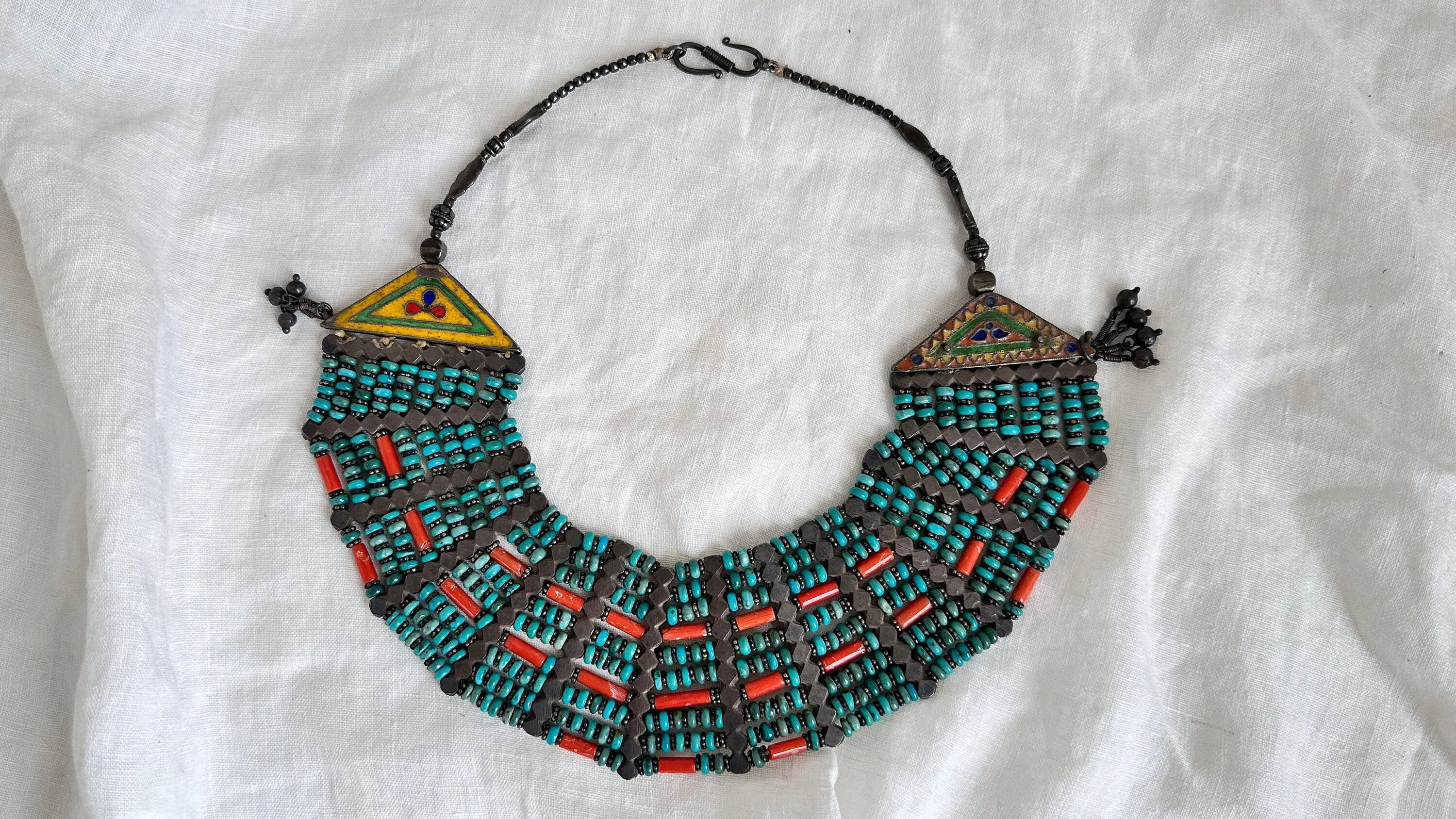 Antique Turquoise Necklace. Multi Strand. 1023