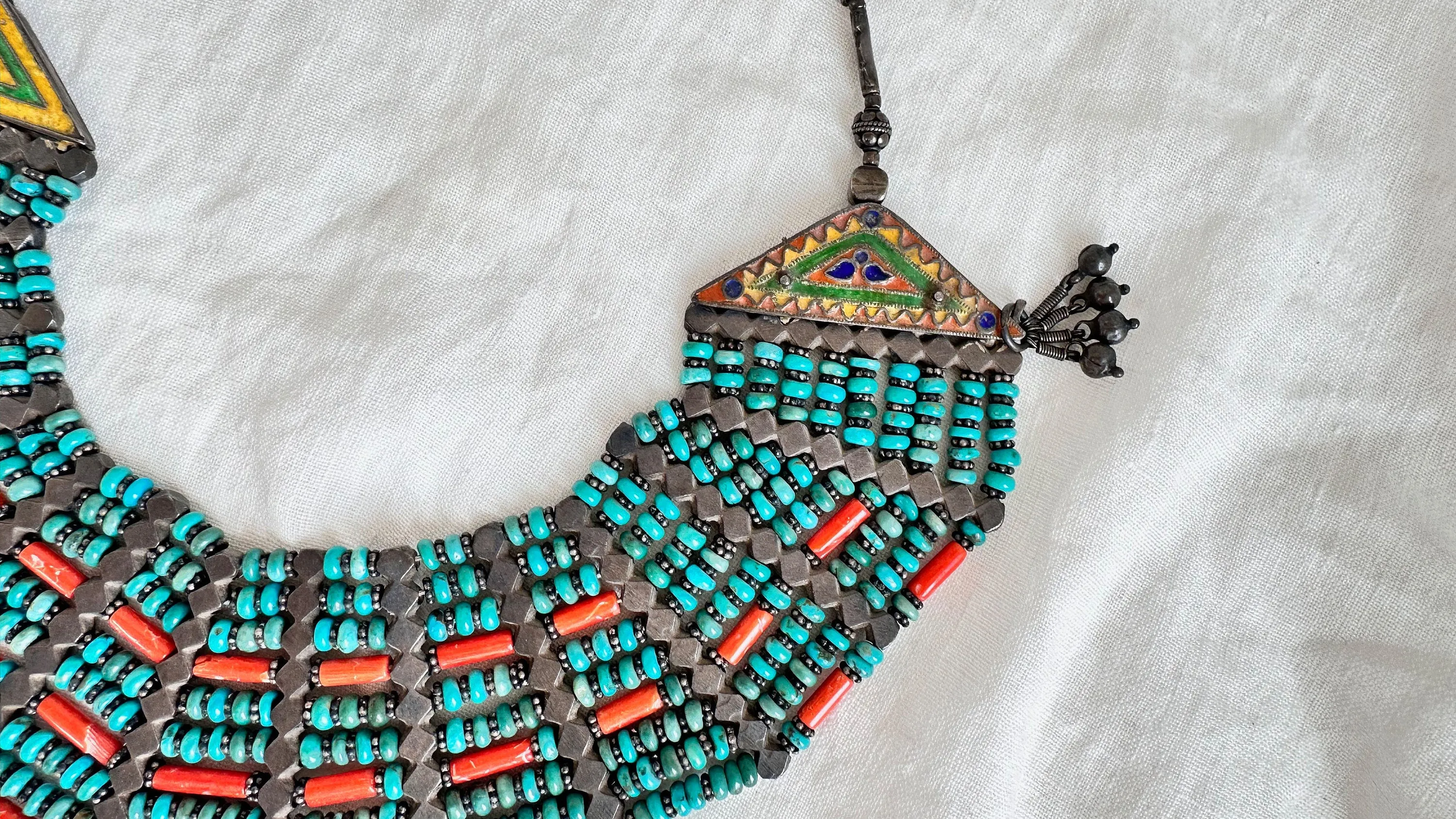 Antique Turquoise Necklace. Multi Strand. 1023