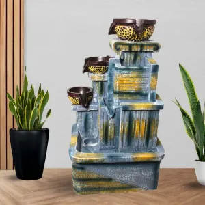 Art N Hub Decorative Diya Table Top Fountain with Light Decoration Items for Living Room and Office Long Lasting Color | Best Decorative Gift Items (33 x 28 x 58 CM | Multicolor)