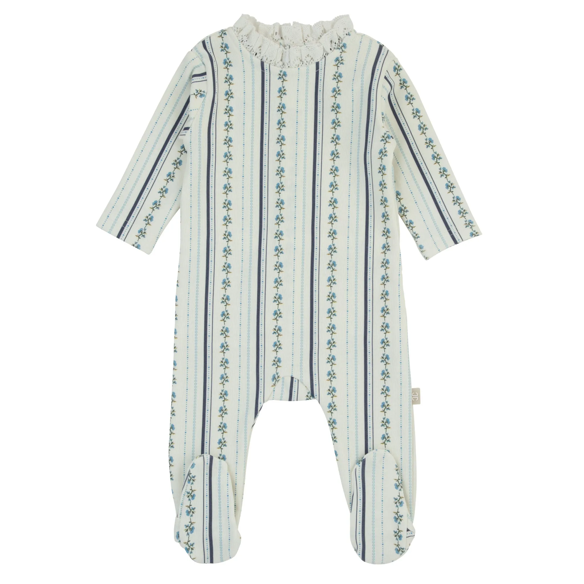 Baby Boy Footie   Hat | Vintage Flower Stripes | Cadeau