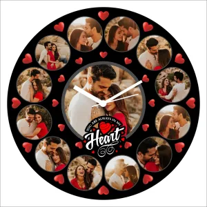 ColorSplash Customize Wall Clock with 13 Photos Frame for Birthday and Anniversary Gift & Home Decore (Size 30x30 cm)
