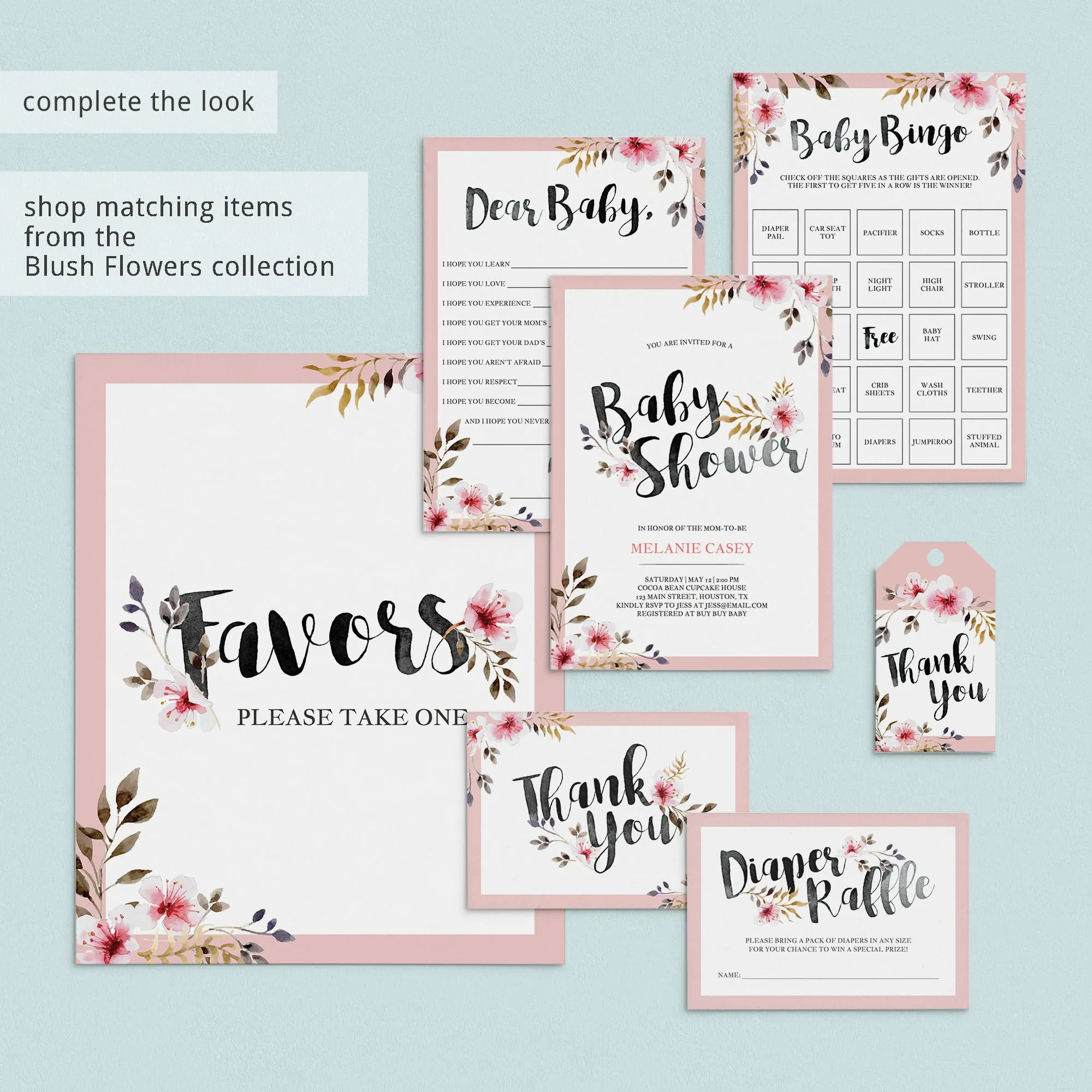 Guest and Gift Tracker Printable with Blush Pink Flowers