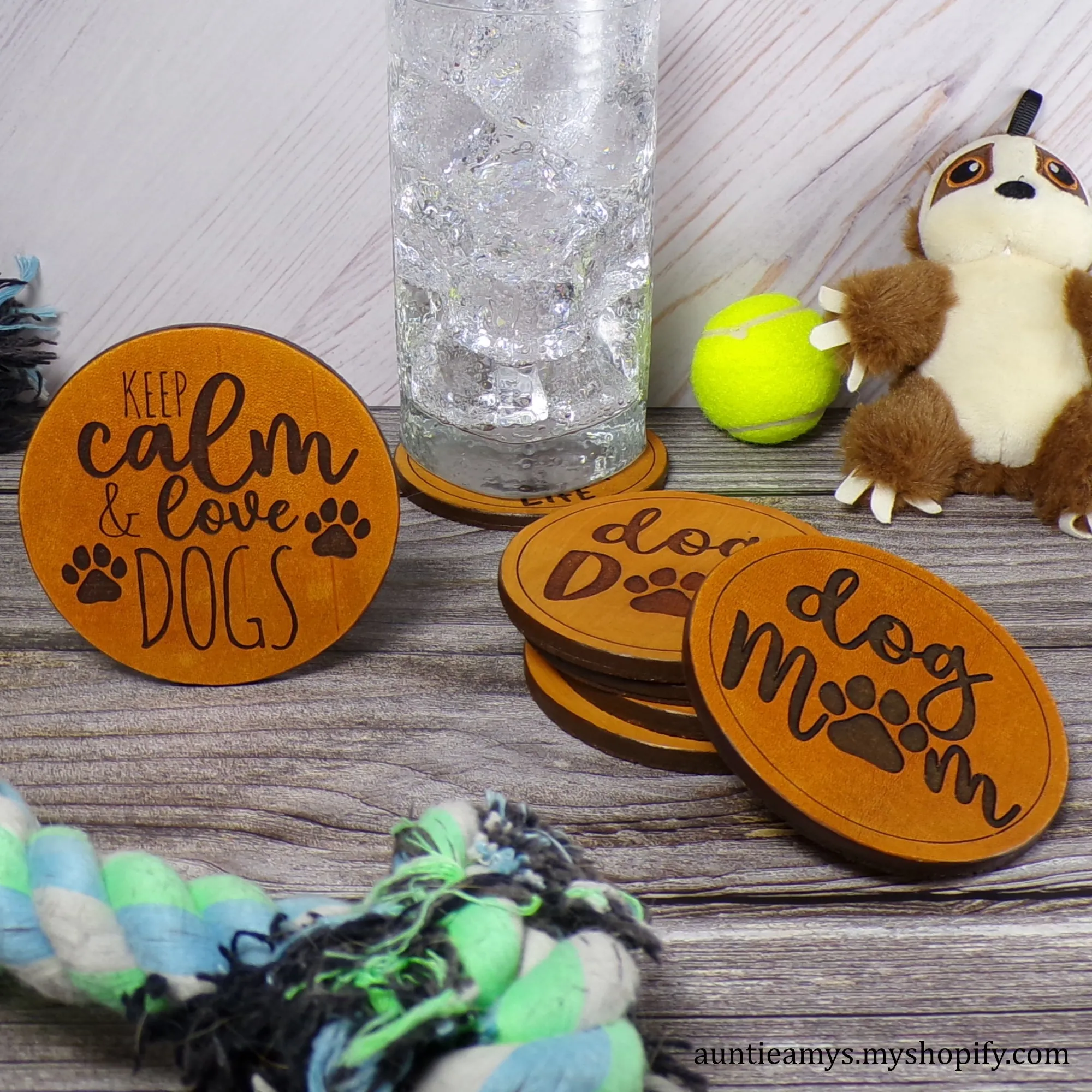 Keep Calm and Love Dogs - Leather Coaster