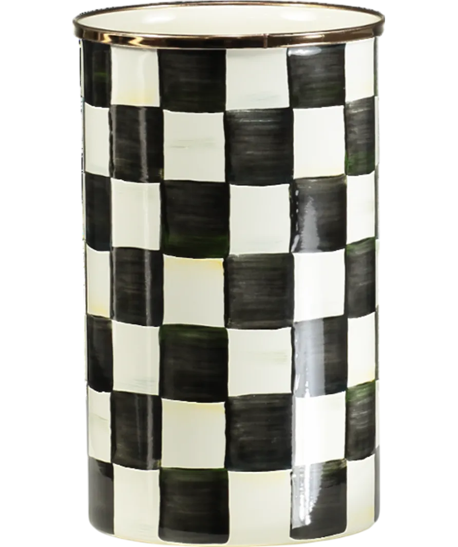 Mackenzie-Childs Black Courtly Check Enamel Utensil Holder