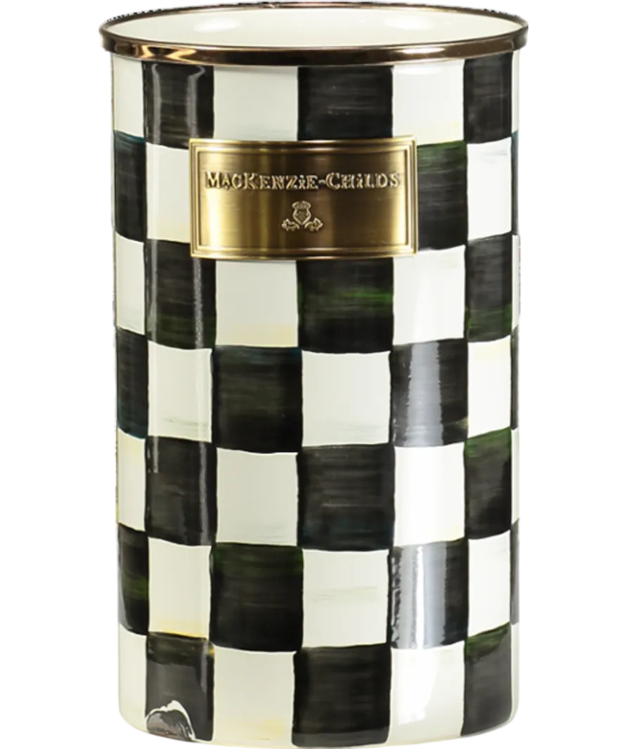 Mackenzie-Childs Black Courtly Check Enamel Utensil Holder