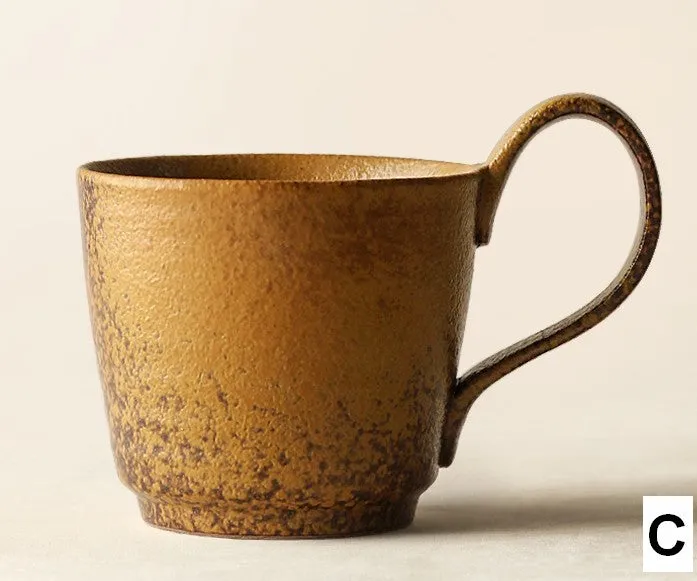 Modern Handmade Pottery Coffee Cup, Creative Brown Green Blue Ceramic Coffee Mugs, Large Unique Tea Cup, Large Capacity Coffee Cups