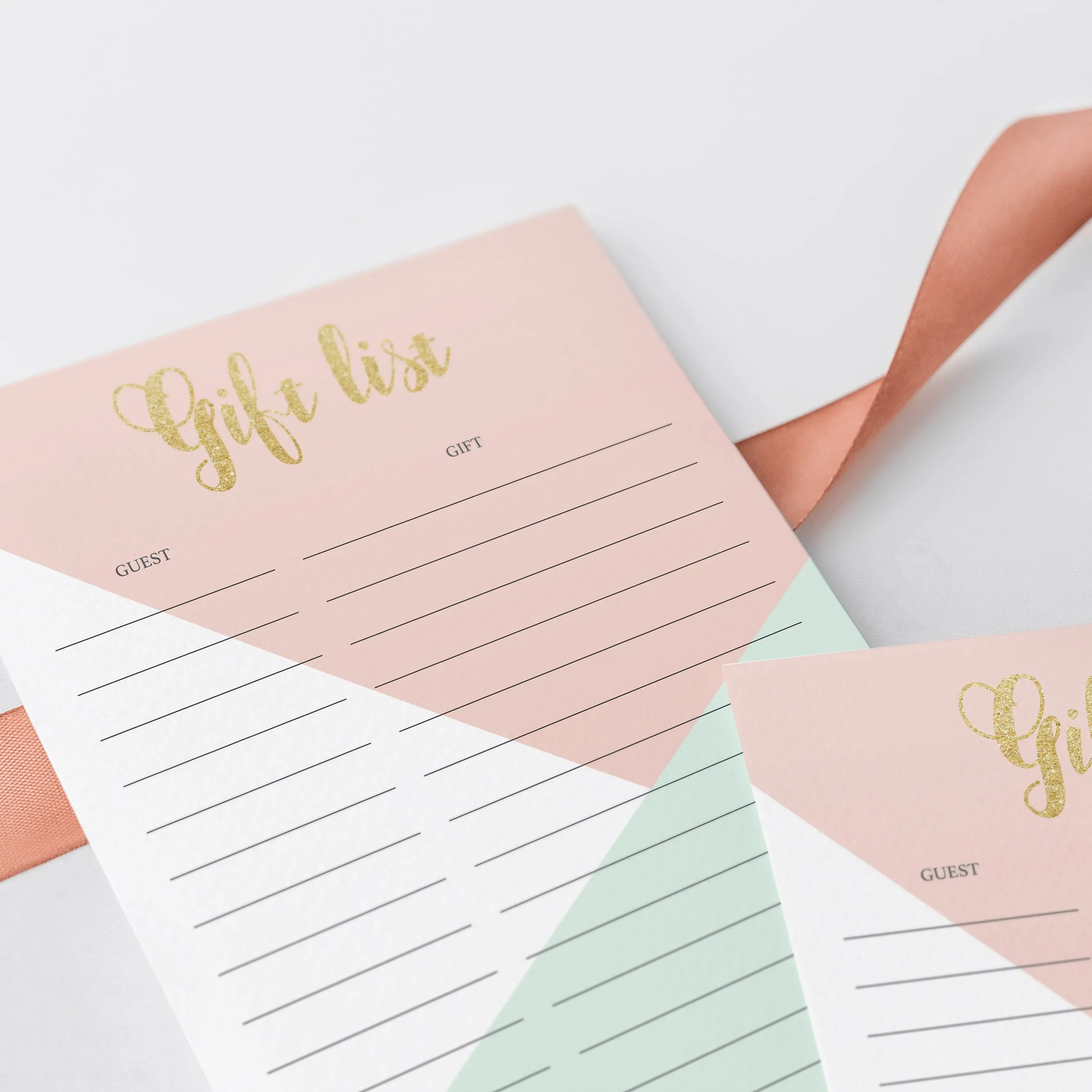 Printable Gift List for Pink and Gold Party
