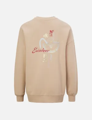 Sashiko Seagull and Kamon Print Oversize Sweatshirt