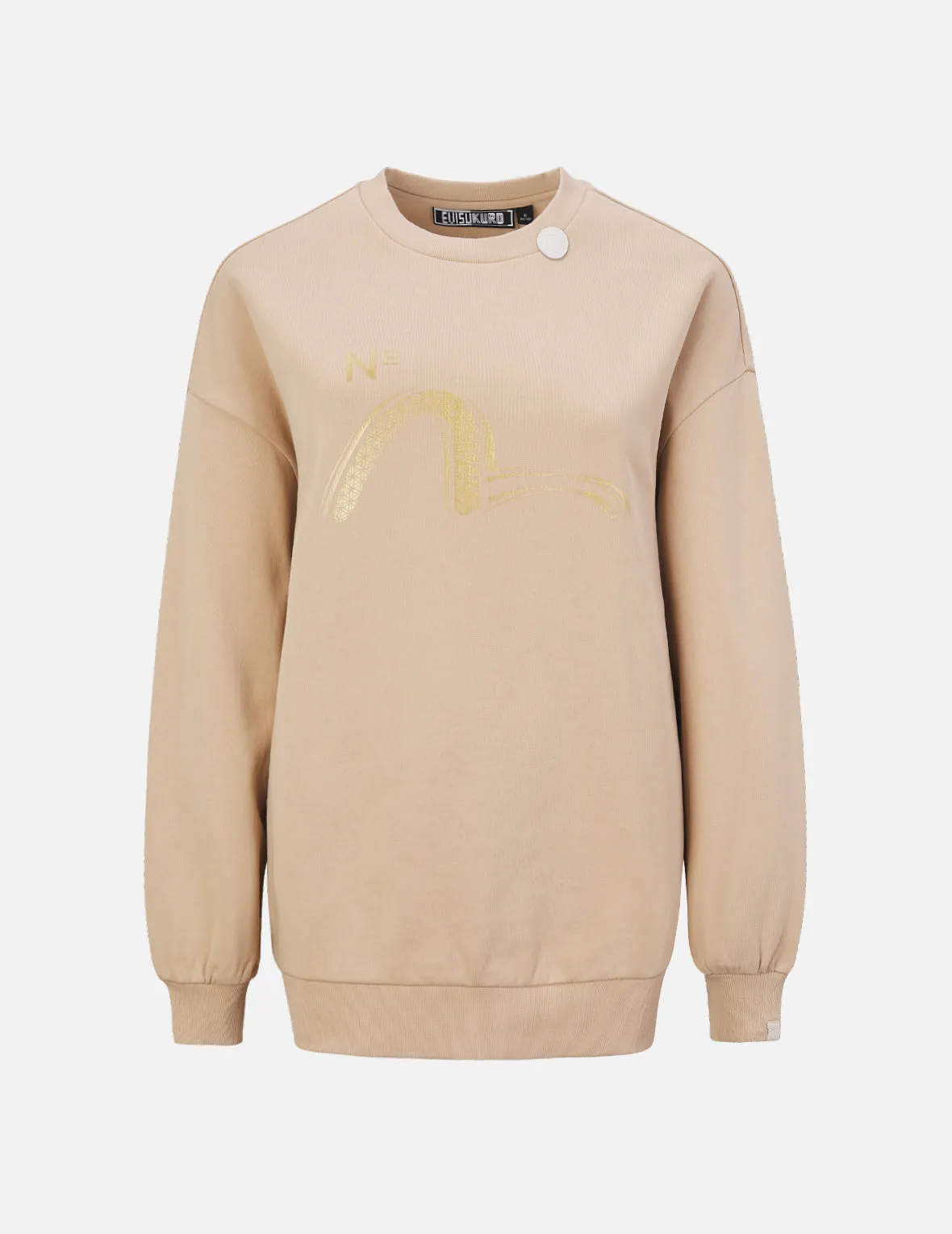 Sashiko Seagull and Kamon Print Oversize Sweatshirt