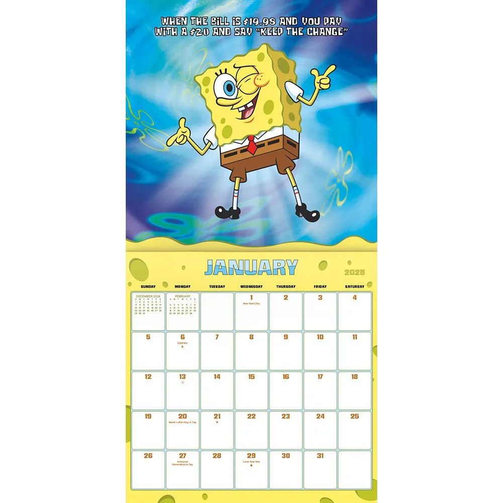 Spongebob Squarepants 2025 16-Month Wall Calendar