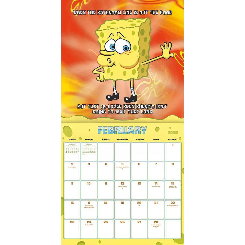 Spongebob Squarepants 2025 16-Month Wall Calendar