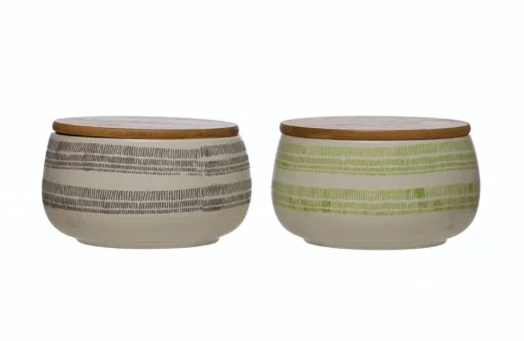 Stoneware Canister with Bamboo Lid